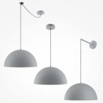 Basic Colors, Grey Dome Single Pendant/Wall Lamp, Metal, 35cm Diameter