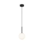 Basic Form Mini Globe Pendant Light, Black, Opal Glass, 1 Lamp, 15cm Wide