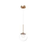 Basic Form Small Pendant Lamp, Gold Metal, Clear & Frosted Glass, 15cm Wide