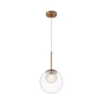 Basic Form Medium Pendant Lamp, Gold Metal, Clear & Frosted Glass, 20cm Wide