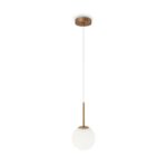 Basic Form Mini Globe Pendant Lamp, Gold, Opal Glass, 1 Light, 15cm Wide