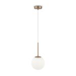 Basic Form Small Globe Pendant Lamp, Gold, Opal Glass, 1 Light, 18cm Wide
