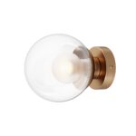 Basic Form Small Wall Light, Gold, Clear & Frosted Round Glass, 1 Lamp, 15cm Wide
