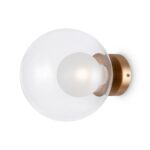 Basic Form Medium Wall Lamp, Gold, Clear & Frosted Round Glass, 1 Light, 20cm Wide