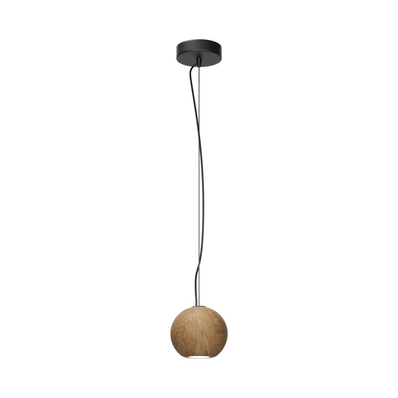 Basic Texture Wood Globe Pendant Light, 1 Lamp, GU10, 12cm Diameter