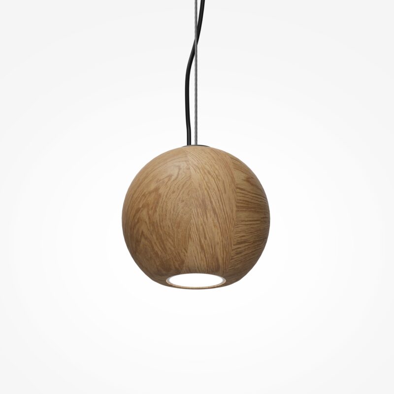 Basic Texture Wood Globe Pendant Light, 1 Lamp, GU10, 12cm Diameter - Image 4