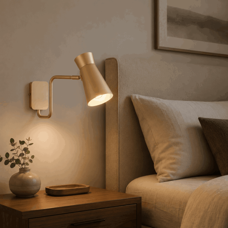 nard swivel arm wall lamp, gold steel, 1 light, adjustable spotlight shade