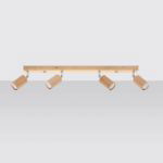 Beryen Oak Wood Ceiling Spotlight Bar, 4 Lamp, GU10, Adjustable Heads, 80cm Length