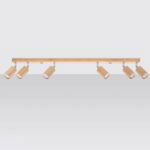 Beryen Oak Wood Ceiling Spotlight Bar, 6 Light, GU10, Adjustable Heads, 120cm Length