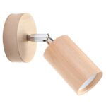 Beryen Oak Wood Wall Spotlight, 1 Light, Adjustable Head, 10cm Wide