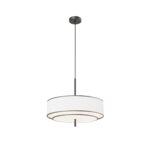 Bergamo Black & White Pendant Lamp, Metal, Fabric, 5 Light, 50cm Wide