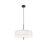 Bergamo Clear & White Pendant Light, Black Metal, 5 Lamp, 50cm Wide
