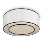 Bergamo White & Black Drum Ceiling Lamp, Fabric Shades, 3 Light, 52cm Wide