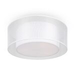 Bergamo Clear & White Ceiling Light, Fabric Drum Shades, 3 Lamp, 52cm Wide