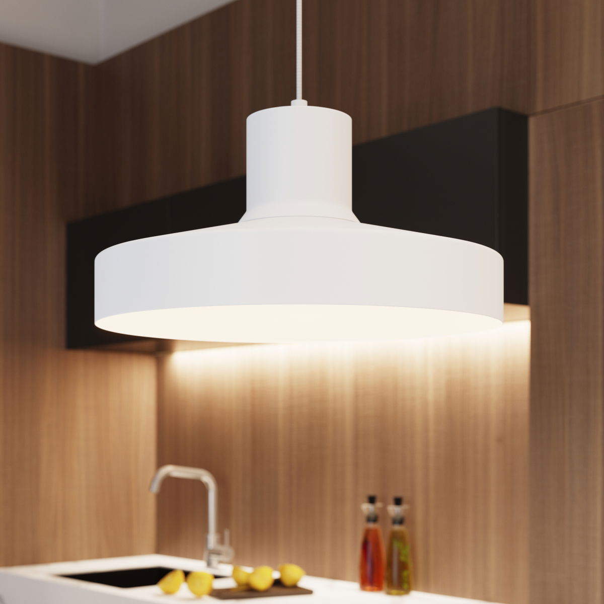 Bilboa White Single Pendant Light, Metal, 35cm Diameter - Image 13