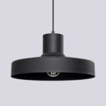 Bilboa Black Single Pendant Lamp, Metal, 35cm Diameter