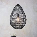 Nift Pendant Light, Black, Rattan, 35cm