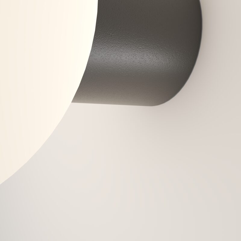 Bold Black Globe Wall Lamp, Outward Projection, IP54, Aluminium, 20cm Diameter - Image 2