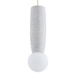 Bolu Ceramic Cylinder IP44 Pendant Lamp, Cream & Cobalt Navy Blue, Opal Glass, 10cm Diameter