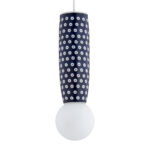 Bolu Ceramic IP44 Cylinder Pendant Lamp, Deep Cobalt Blue, Opal Matt Glass, 10cm Diameter