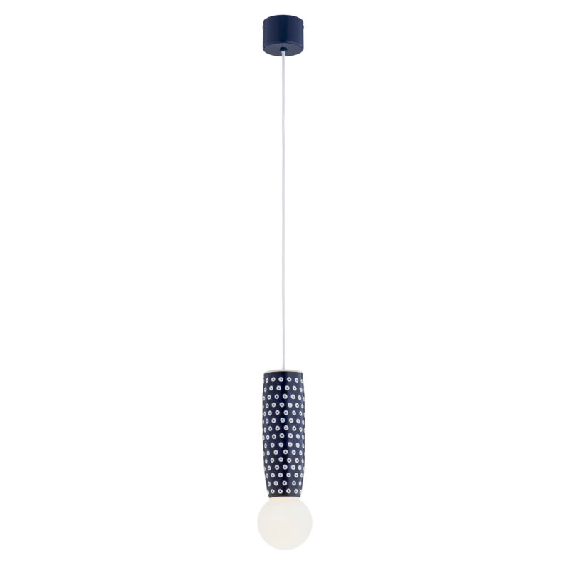 Bolu 1-Light Pendant Lamp Made Of Bolesławiec Ceramics, Glass, Ceramics, Lacquered Steel