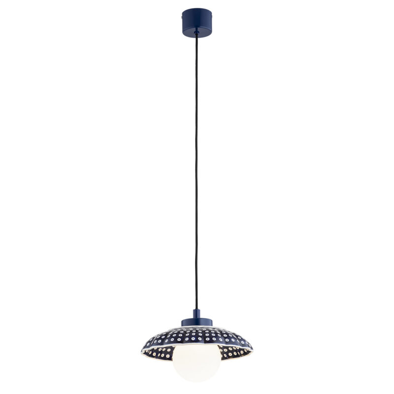 Bolu 1-Light Pendant Lamp Made Of Bolesławiec Ceramics, Glass, Ceramics, Lacquered Steel