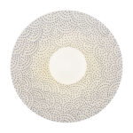 Bolu Circular IP44 Ceramic Wall Light, Cream & Cobalt Navy Blue, Opal Glass, 30cm Diameter