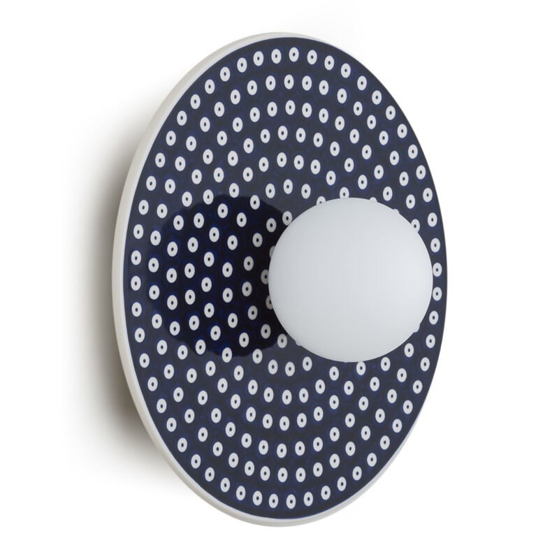 Bolu 1-Light Wall Lamp Made Of Bolesławiec Ceramics In The Shape Of A Board, Glass, Ceramic