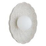 Bolu Ceramic IP44 Bowl Wall Light, Cream & Cobalt Navy Blue, Opal Glass, 28cm Diameter