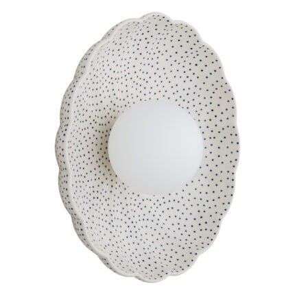 Bolu 1-Light Wall Lamp Made Of Bolesławiec Ceramics In The Shape Of A Shell, Glass, Ceramic