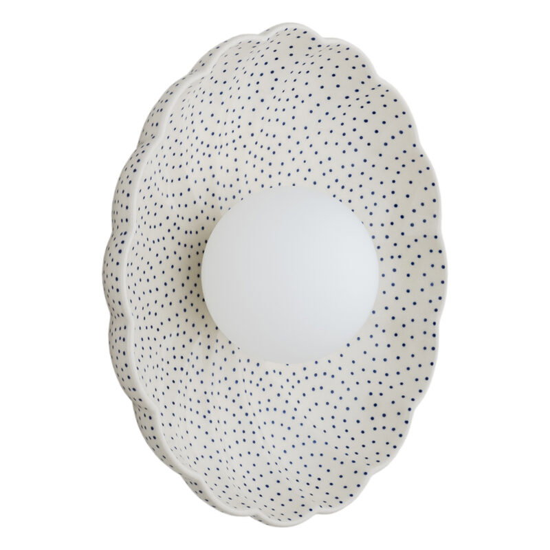 Bolu 1-Light Wall Lamp Made Of Bolesławiec Ceramics In The Shape Of A Shell, Glass, Ceramic