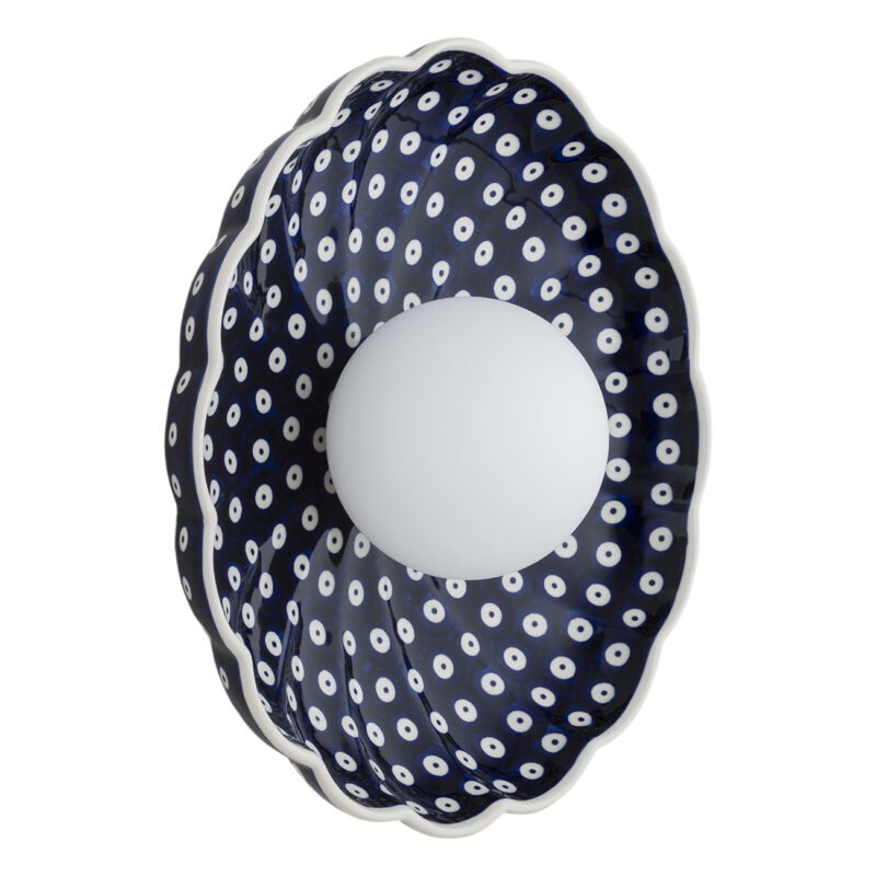 Bolu 1-Light Wall Lamp Made Of Bolesławiec Ceramics In The Shape Of A Shell, Glass, Ceramic