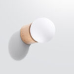 Boma Round Wood Wall Light, White Glass Shade, 1 Lamp, 17cm Wide