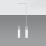 Borgeno 2 Light Bar Pendant Lamp, Concrete & White Metal, 30cm Length