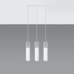 Borgeno 3 Lamp Bar Pendant Light, Concrete & White Metal, 45cm Length