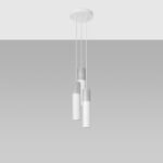 Borgeno 3 Light Tiered Pendant Lamp, White Metal & Concrete, 20cm Diameter