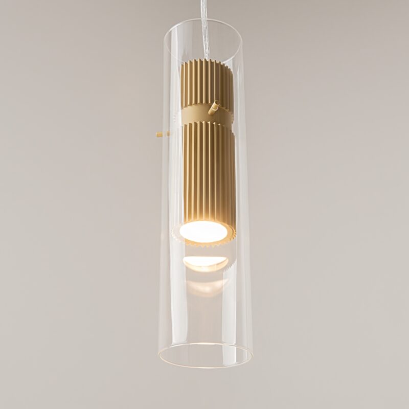 dynamics gold cylinder pendant lamp, glass, metal, 1 light, 8cm wide
