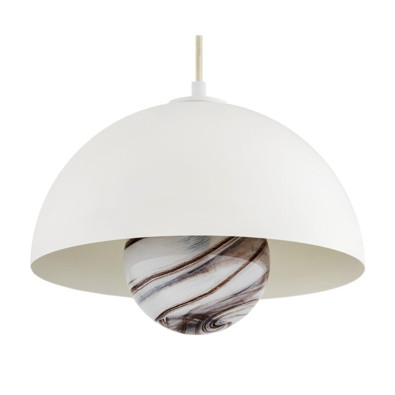 lava cream white pendant lamp, white brown marble glass, 1 lamp, 27cm width
