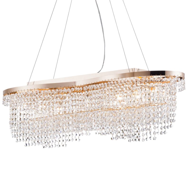 toils linear crystal chandelier, gold, 7 light, 93.3cm wide