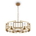 Bowi 6 Lamp Chandelier, Gold Metal Frame, Clear Glass, 65.6cm Wide