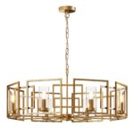 Bowi 8 Light Chandelier, Gold Frame, Clear Glass, 87.5cm Wide