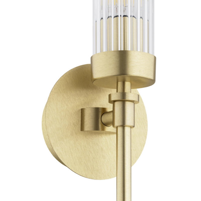 Brezton 1-Light Wall Sconce, Clear (Fluted) Glass, Brushed Brass Image 7