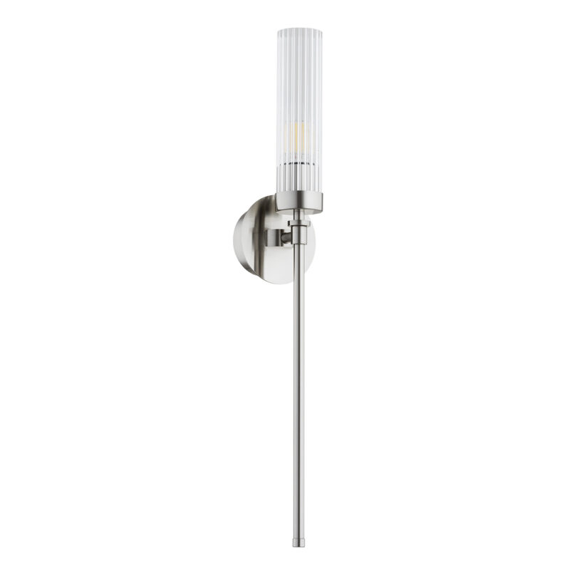 Brezton 1-Light Wall Sconce, Clear (Fluted) Glass, Brushed Nickel Image 3