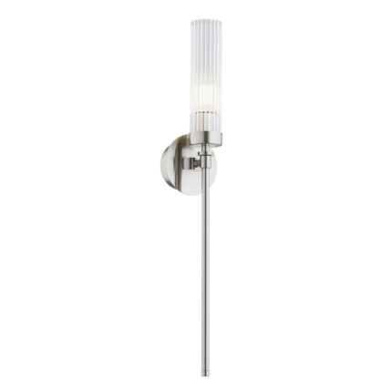 Brezton 1-Light Wall Sconce, Clear (Fluted) Glass, Brushed Nickel