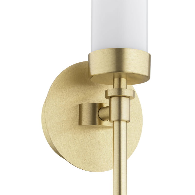 Brezton 1-Light Wall Sconce, Frosted Glass, Brushed Brass Image 4