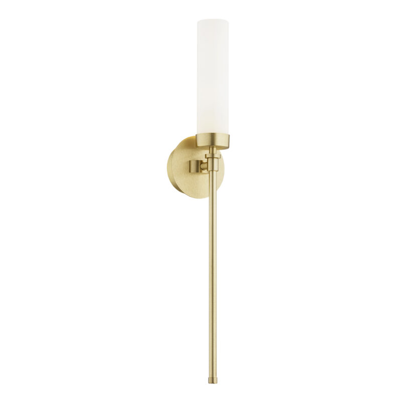 Brezton 1-Light Wall Sconce, Frosted Glass, Brushed Brass