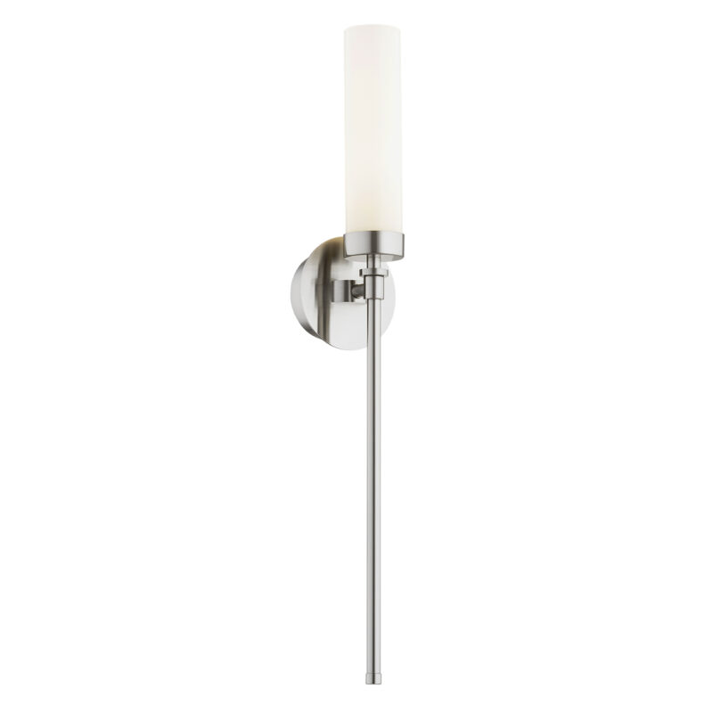 Brezton 1-Light Wall Sconce, Frosted Glass, Brushed Nickel