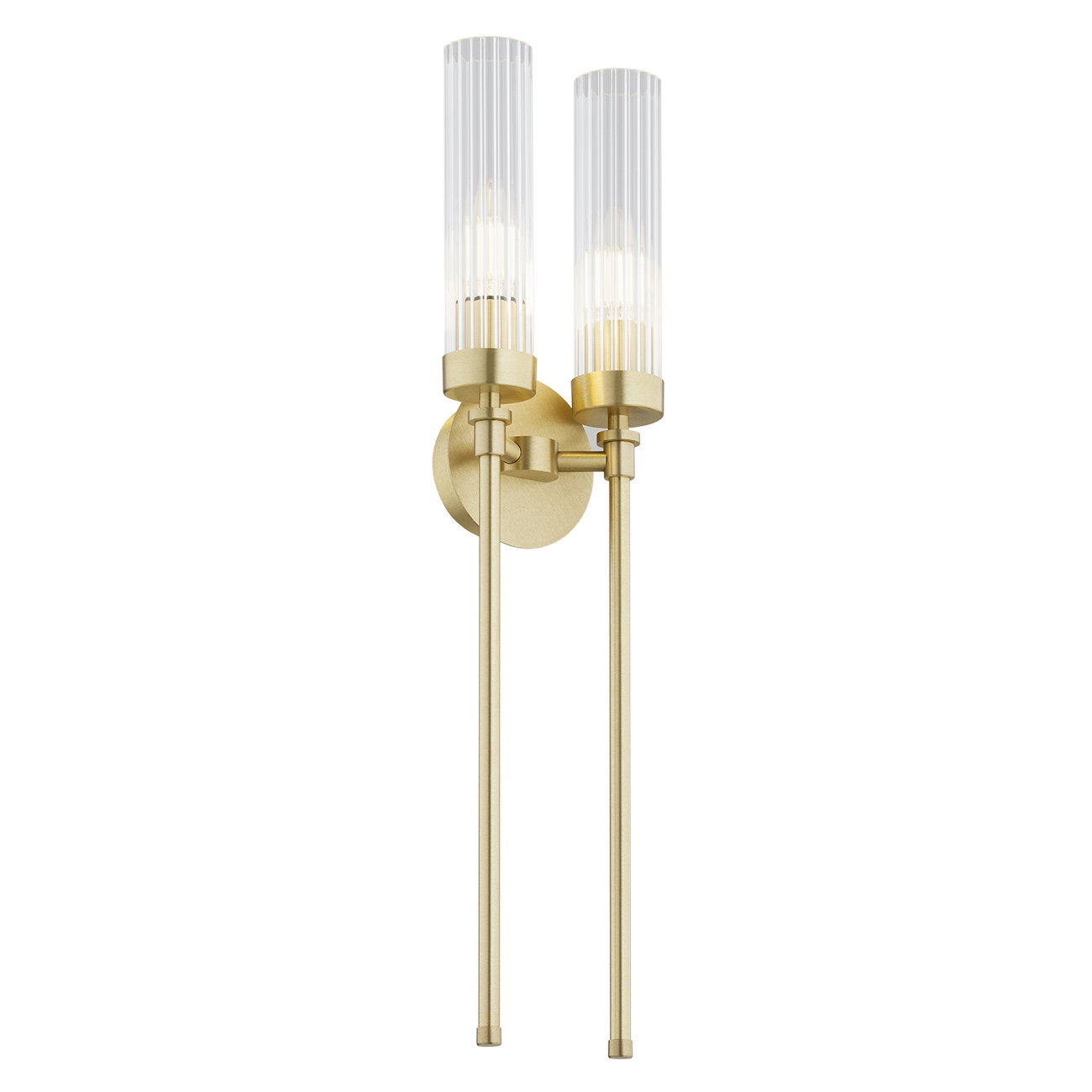 Brezton 2-Light Wall Sconce, Clear (Fluted) Glass, Brushed Brass Brezton 2-Light Wall Sconce, Clear (Fluted) Glass, Brushed Brass