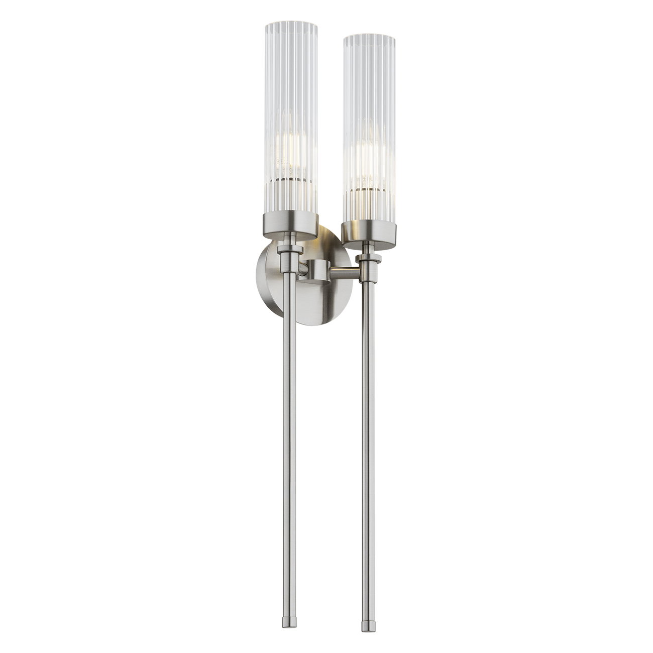 Brezton 2-Light Wall Sconce, Clear (Fluted) Glass, Brushed Nickel Brezton 2-Light Wall Sconce, Clear (Fluted) Glass, Brushed Nickel