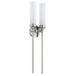 Brezton 2 Lamp Long Wall Light, Brushed Nickel, Frosted Glass, Steel, 14cm Wide